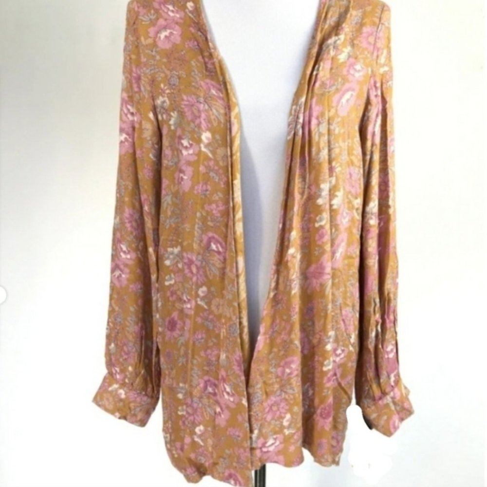 O’Neill Orange Floral Long Sleeve Kimono/ Coverup EUC sz OSFM - Picture 5 of 12